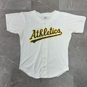 Vintage Rawlings Oakland Athletics Jersey Mens Medium Short Sleeve Shirt White